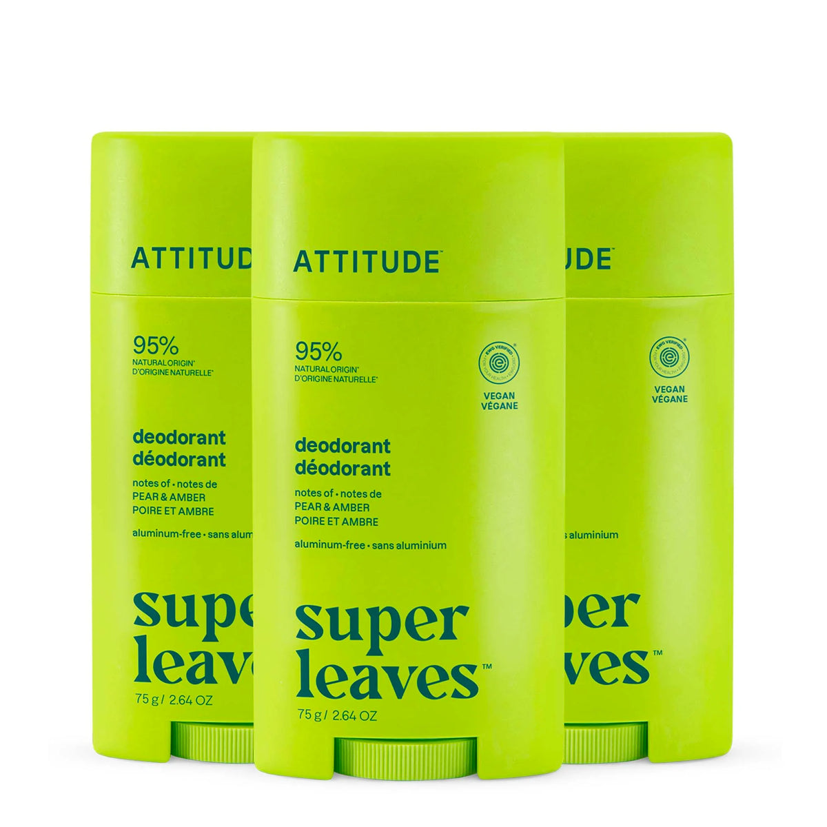 Deodorant 3-pack Pear & Amber-Plastic - 3 x 2.64 OZ.