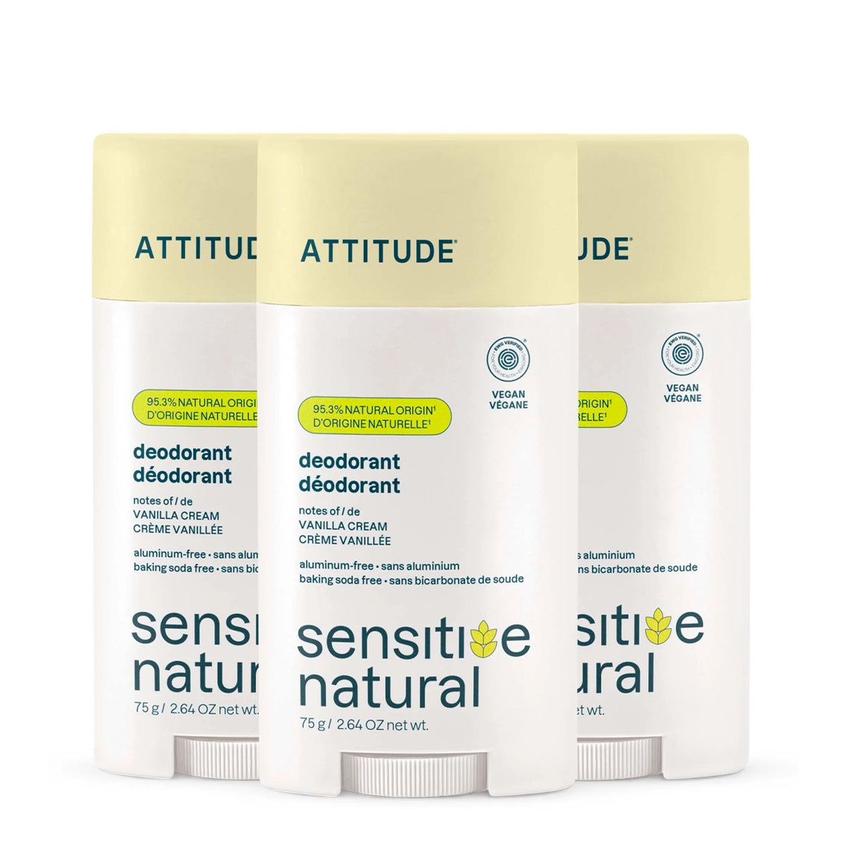 Deodorant 3-pack - Sensitive Skin Vanilla Cream-Plastic - 3 x 2.64 OZ.