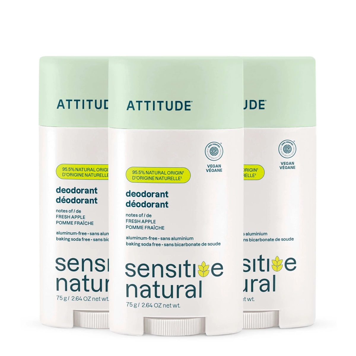 Deodorant 3-pack - Sensitive Skin Fresh Apple-Plastic - 3 x 2.64 OZ.