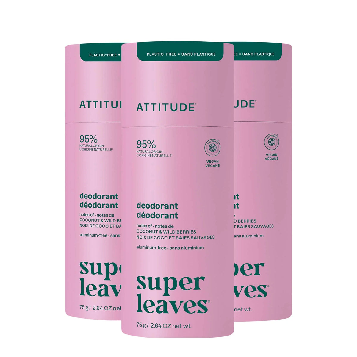 Deodorant 3-pack Coconut & Wild Berries-Solid - 3 x 2.64 OZ.