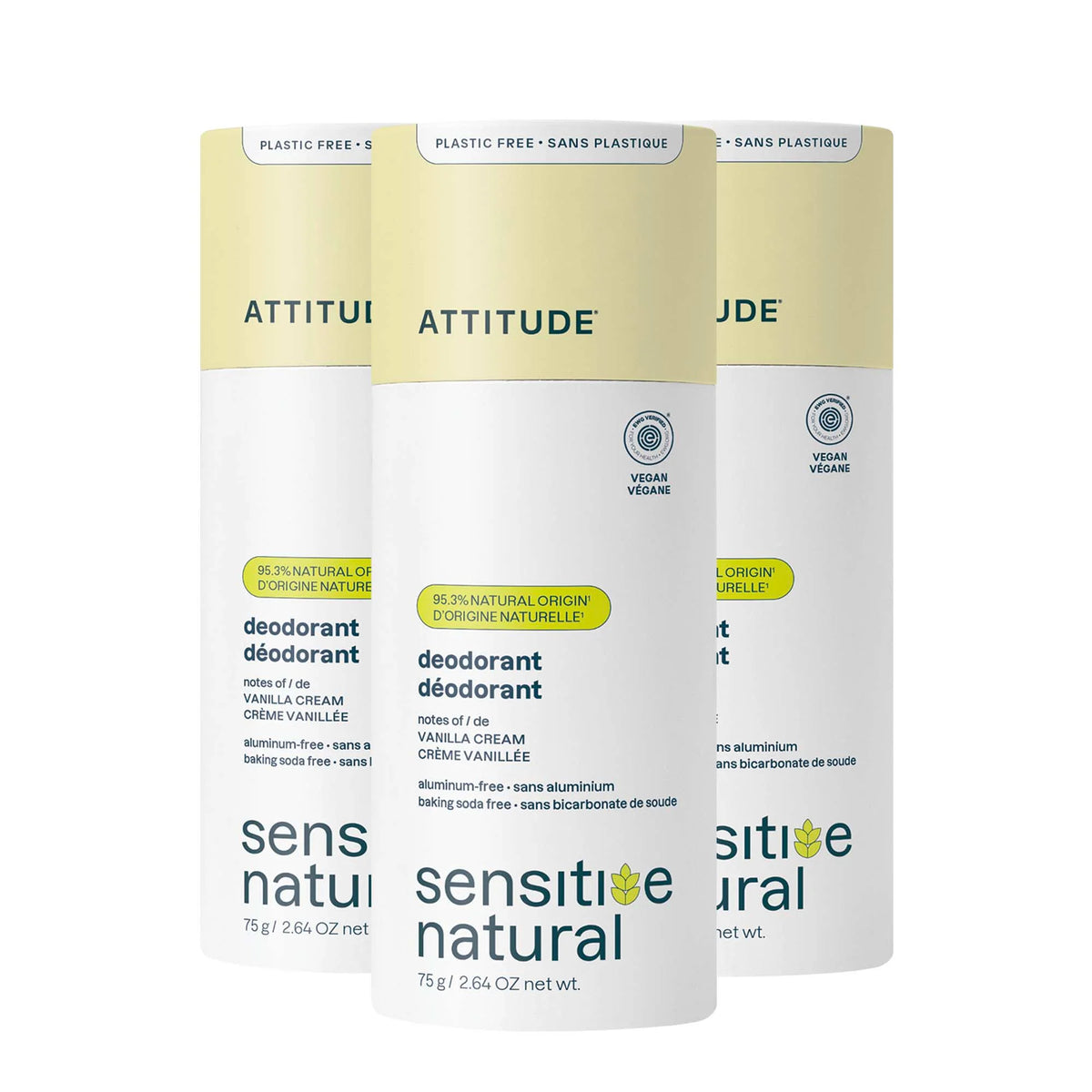 Deodorant 3-pack - Sensitive Skin Vanilla Cream-Solid - 3 x 2.64 OZ.